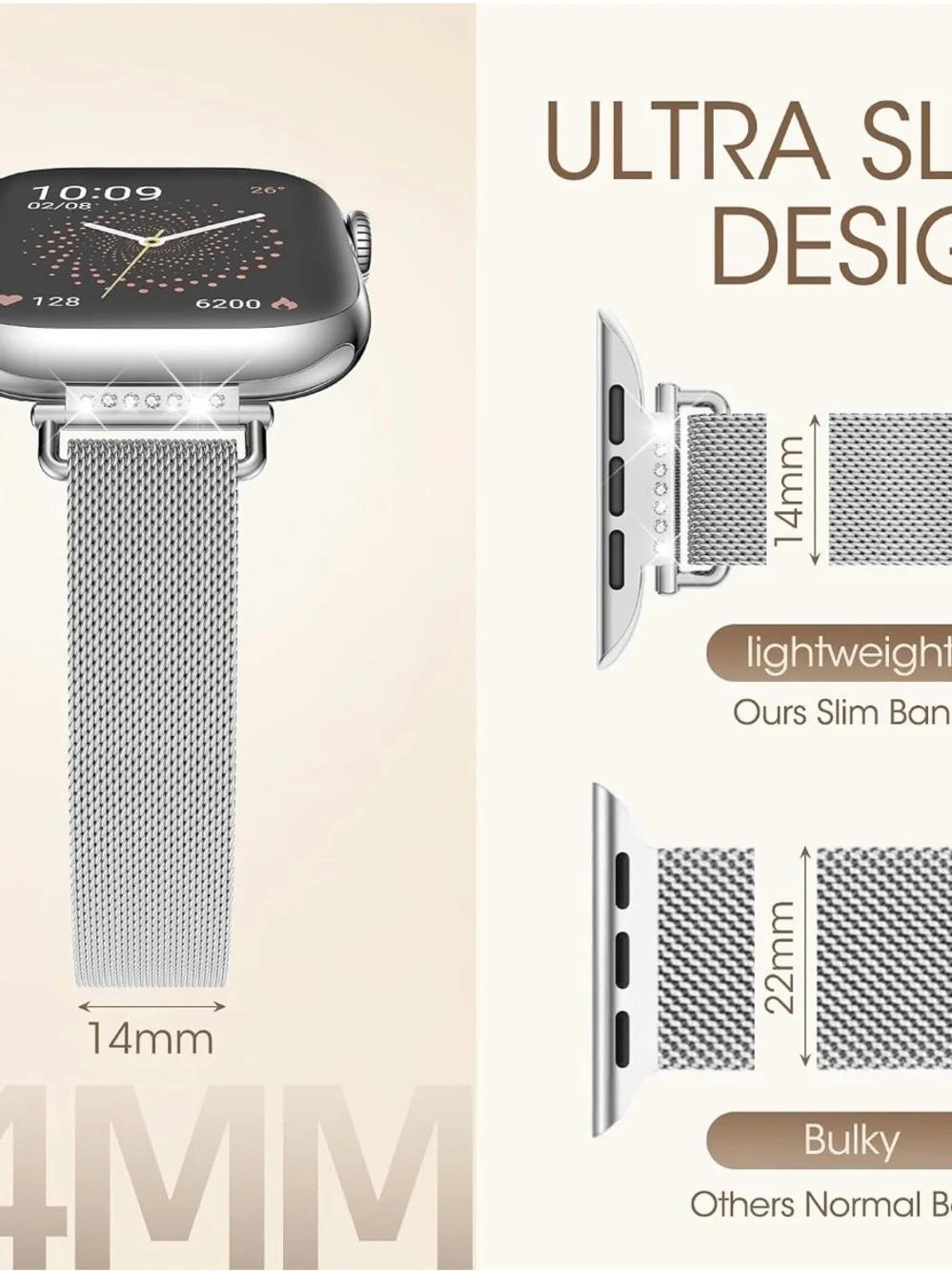 Silver Smartwatch with Milanese Loop Band - Stylish Wearable
